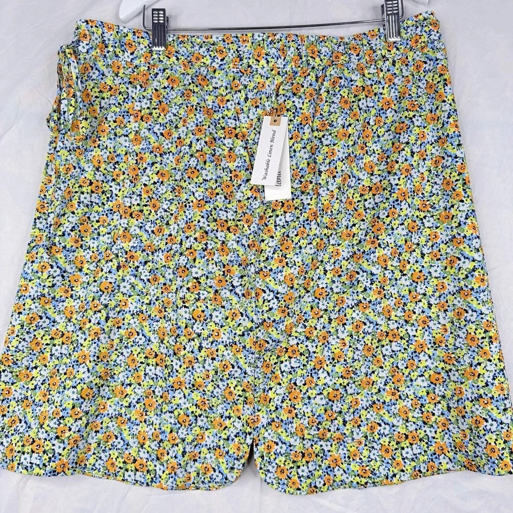 Land 'N Sea Women's SZ-L Orange Floral 55%Linen & Rayon Blend midi length skir‎